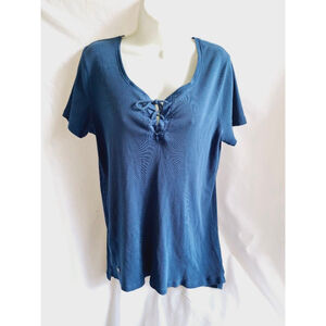 Lauren Ralph Lauren sz 2X Blue women's corset stretchy knit business casual top